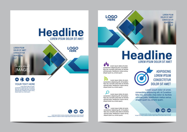 Blauwe moderne brochure lay-out ontwerpsjabloon. Jaarverslag flyer folder cover presentatie moderne achtergrond. illustratie vector in A4 formaat - Vector, afbeelding