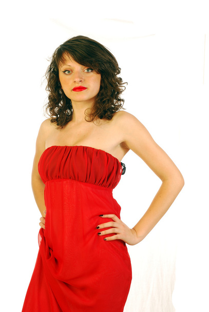 Frau im eleganten roten Kleid 181 - Foto, Bild