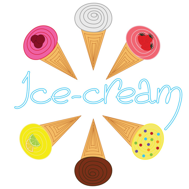 Zmrzlinu, zdobené s různými náplněmi  - Vektor, obrázek