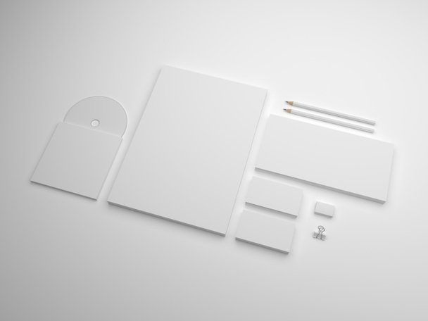 White 3D illustration branding stationery mock-up with soft shadows. - Photo, Image
