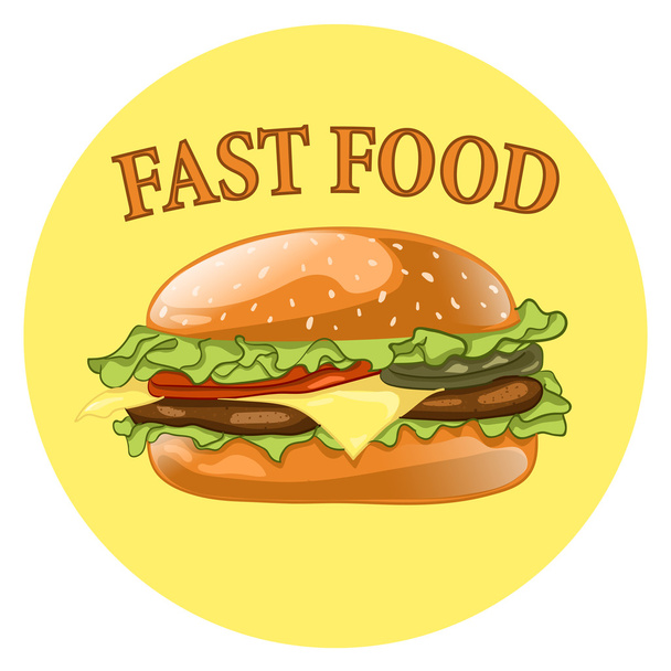 Burger. Cheeseburger vector illustration. Hamburger icon. Fast food concept.  - Vecteur, image
