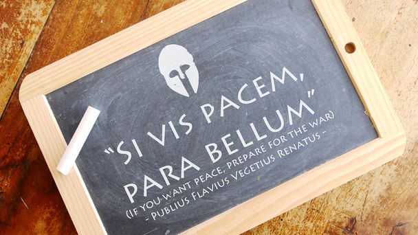Si vis pacem、パラ bellum。ラテン語の語句. - 写真・画像