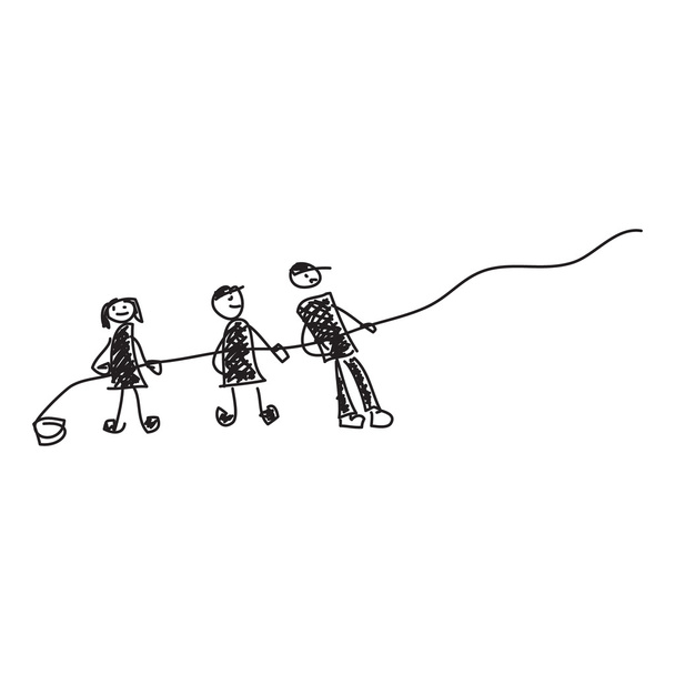 Doodle luonnos ihmiset vetämällä köyttä valkoisella pohjalla
 - Vektori, kuva