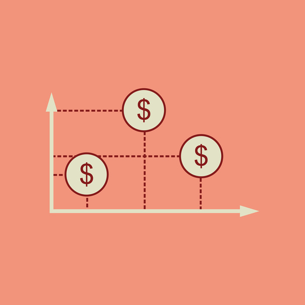 Platte web pictogram op een stijlvolle achtergrond geld grafiek - Vector, afbeelding