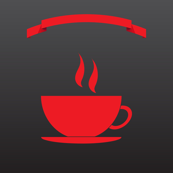 Een rode kopje lekkere koffie, geïsoleerd op zwart - Vector, afbeelding