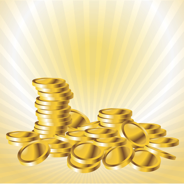Στοίβα των χρυσών κερμάτων διανυσματικά εικονογράφηση. Κέρμα χρήματα, χρυσά νομίσματα στις επενδύσεις - Διάνυσμα, εικόνα