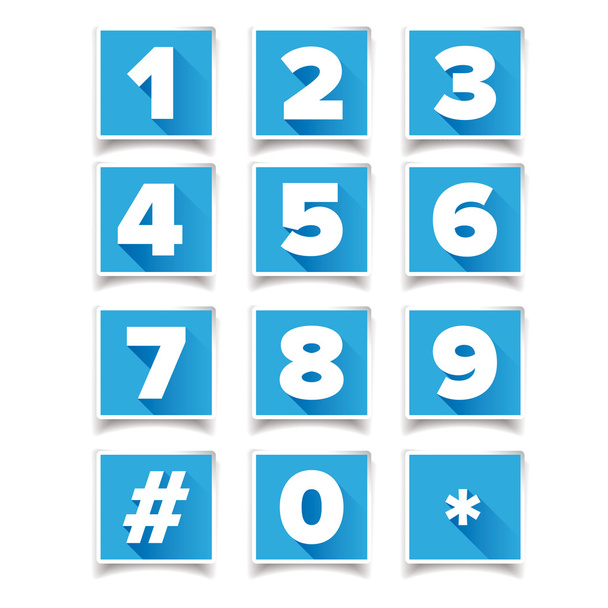 正方形の青い番号のアイコンを設定 - ベクター画像