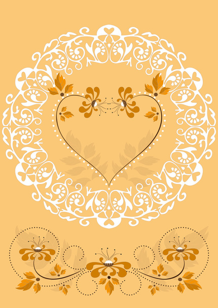 Openwork frame with orange flowers - Vecteur, image