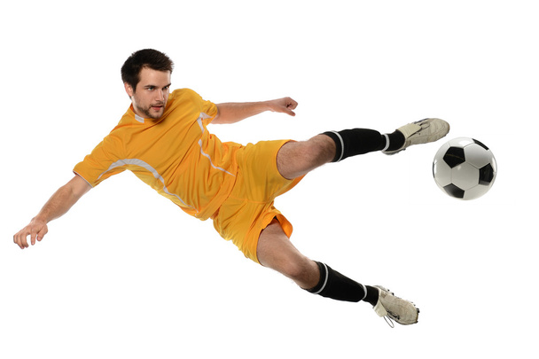 Soccer Player Kicking Ball - Fotoğraf, Görsel