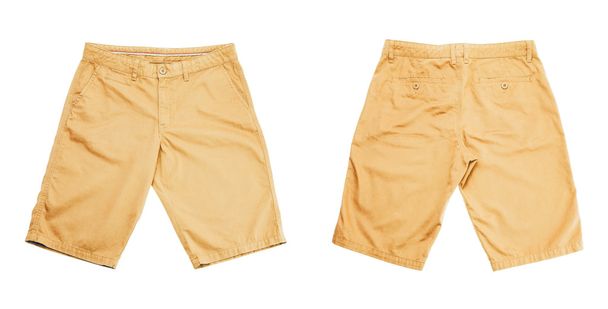 gelbe Shorts auf weißem Hintergrund - Foto, Bild