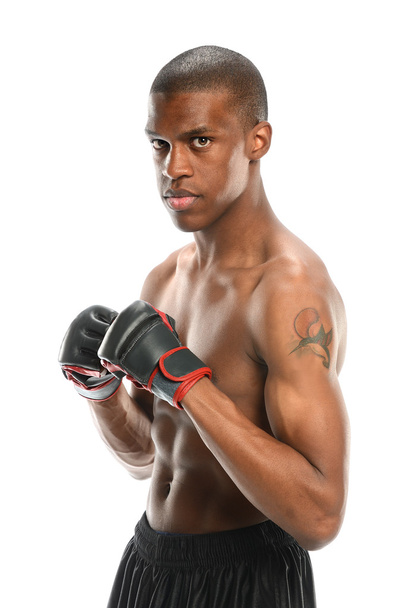 African American Man With Fighting Gloves - Foto, afbeelding