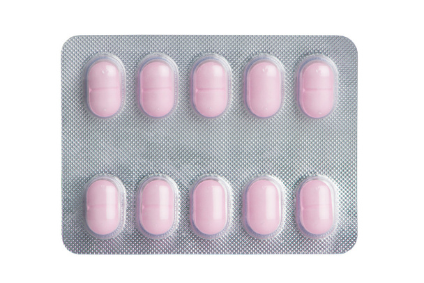 Pink tablet in blister pack - Photo, Image
