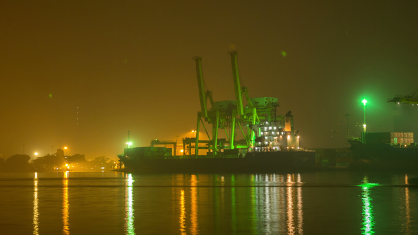 Timelapse nigh to day at Khlong Toei port,Bangkok Thailand,among the mist in the morning - Footage, Video