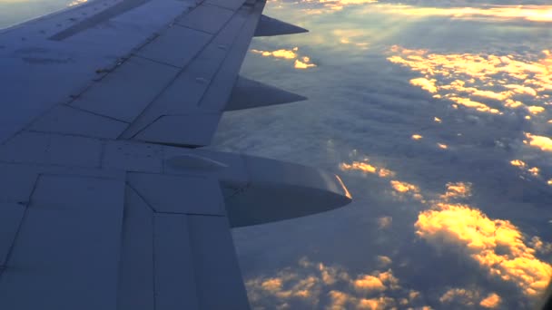 Coucher de soleil depuis la fenêtre de l'avion - Séquence, vidéo