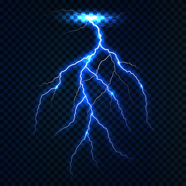 Realistic vector lightning  on checkered background. - Vector, Image