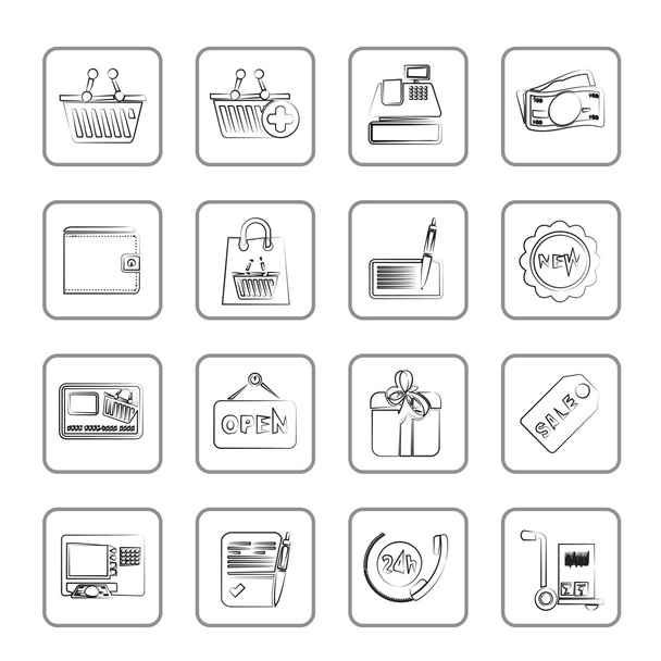 Shopping and retail icons - Wektor, obraz