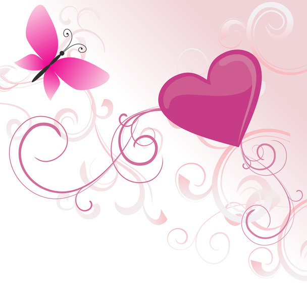 pink heart and butterfly  - Photo, Image
