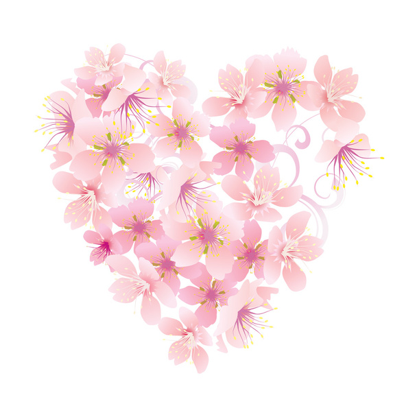  λουλούδια σε σχήμα της καρδιάς  - Διάνυσμα, εικόνα