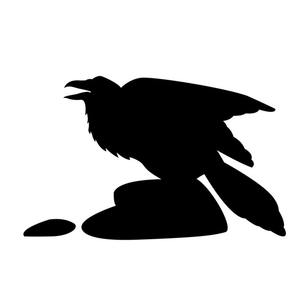 raven black silhouette vector illustration - Vector, Image