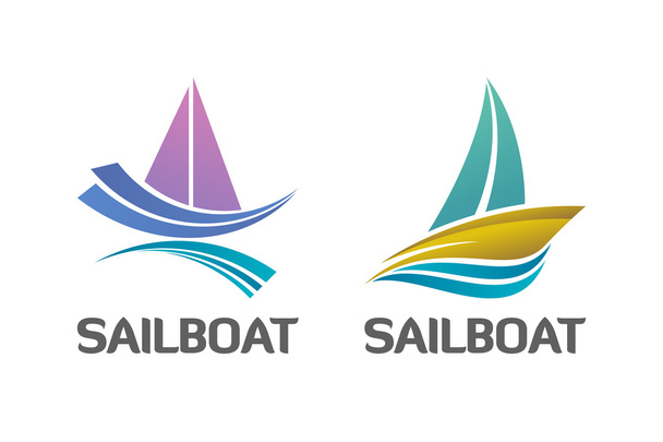 Binary Set of Nautical Sailboat Logo Symbol - Vector, Image