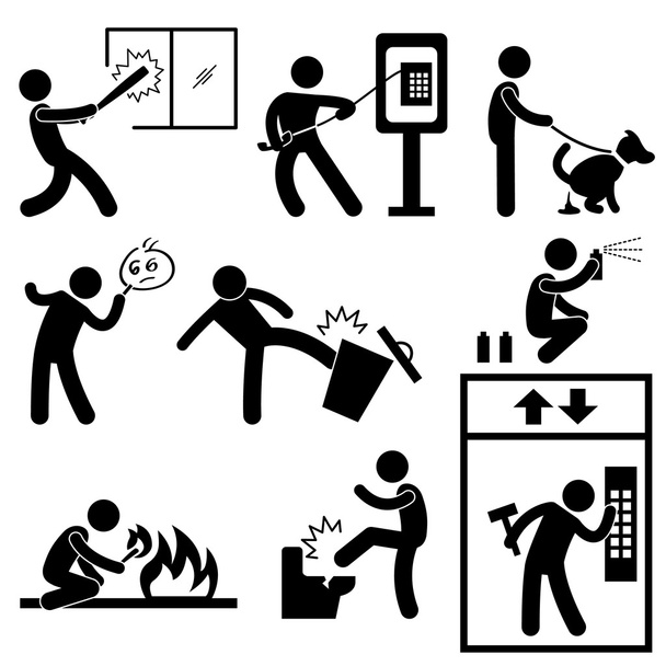 złe morale wandalizmu Gangsterskie ikony symbol znak piktogram - Wektor, obraz