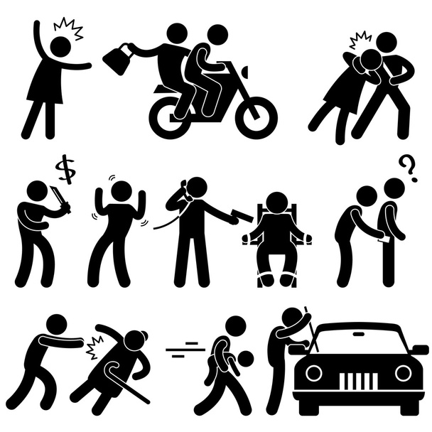 Bűnügyi rabló betörő emberrabló erőszaktevő tolvaj ikon szimbólum jel piktogram - Vektor, kép