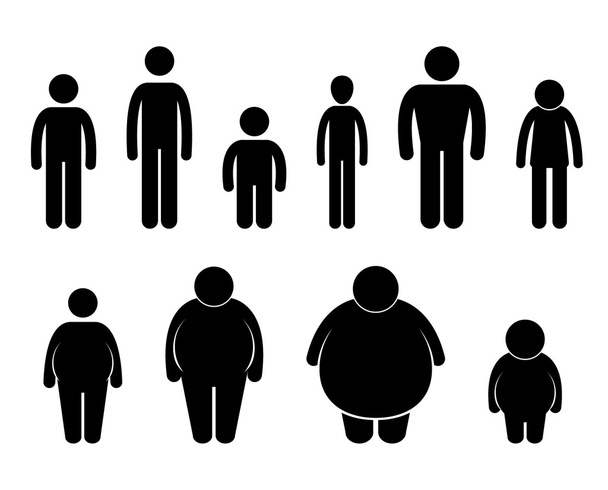 άνθρωπος σώμα σχήμα μέγεθος εικονίδιο σύμβολο σημάδι εικονόγραμμα - Διάνυσμα, εικόνα