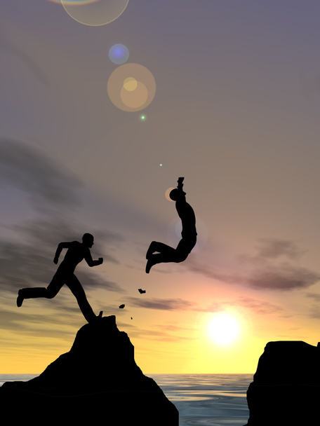  businessmen silhouettes jumping - Photo, Image