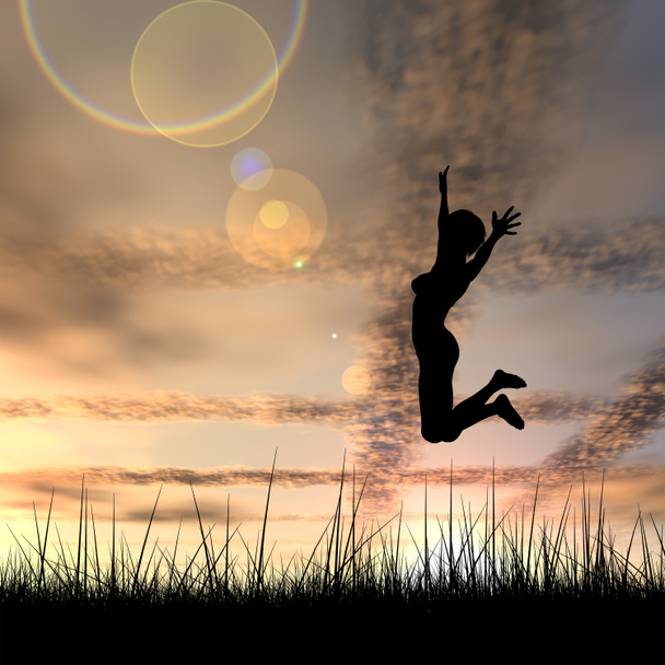 mujer joven silueta saltar
  - Foto, Imagen