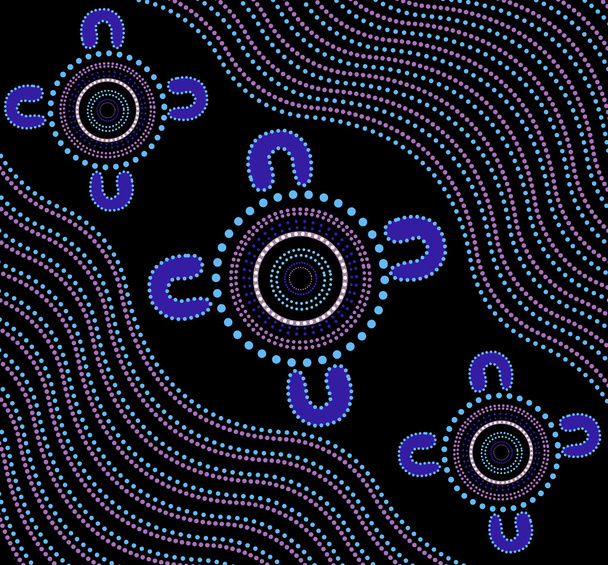 Illustration based on aboriginal style of dot painting. - Vector, Image