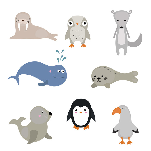 Vector set of different arctic animals - Vector, imagen