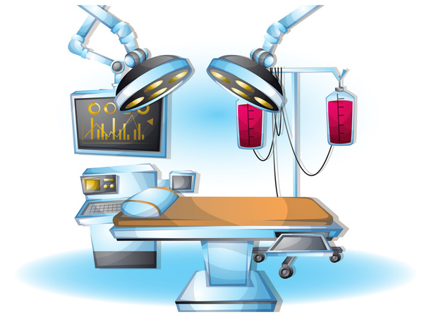 dibujos animados vector ilustración cirugía interior sala de operaciones con capas separadas
 - Vector, imagen