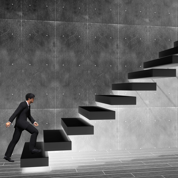   Homme d'affaires montant un escalier
  - Photo, image