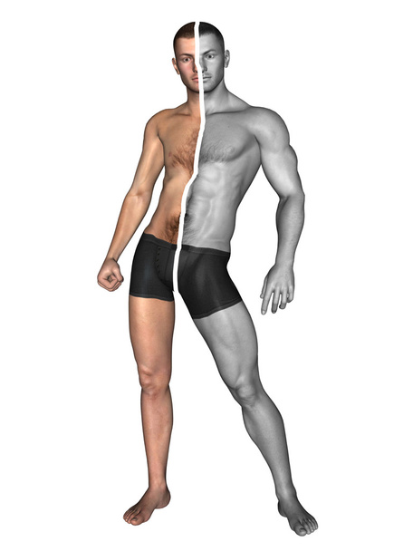 bodybuilder vs underweight thin man  - Photo, Image