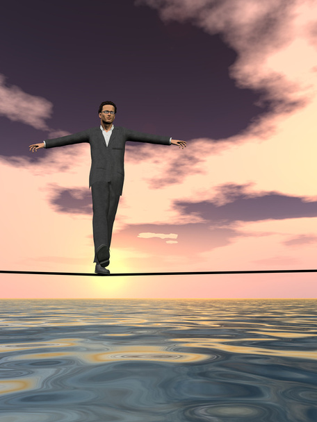  άνθρωπος σε κρίση περπατώντας στην ισορροπία  - Φωτογραφία, εικόνα