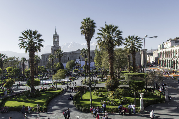 Ana meydan "Plaza de Armas" Arequipa, Peru. - Fotoğraf, Görsel