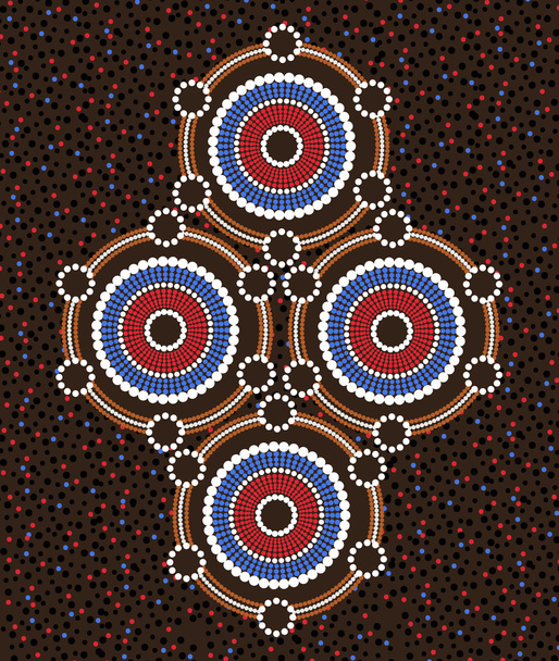 Εικόνα που βασίζεται στην ιθαγενών ύφος της ζωγραφικής dot. - Διάνυσμα, εικόνα