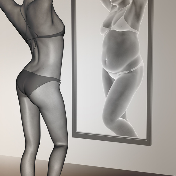  η γυναίκα ως λίπος vs ταιριάζει υγιή - Φωτογραφία, εικόνα