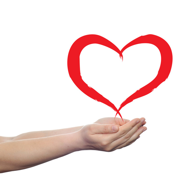 Καρδιά που πραγματοποιήθηκε σε ανθρώπινα χέρια - Φωτογραφία, εικόνα