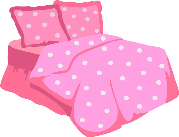 Bed With Pink Blanket and pillow - Vector, Image