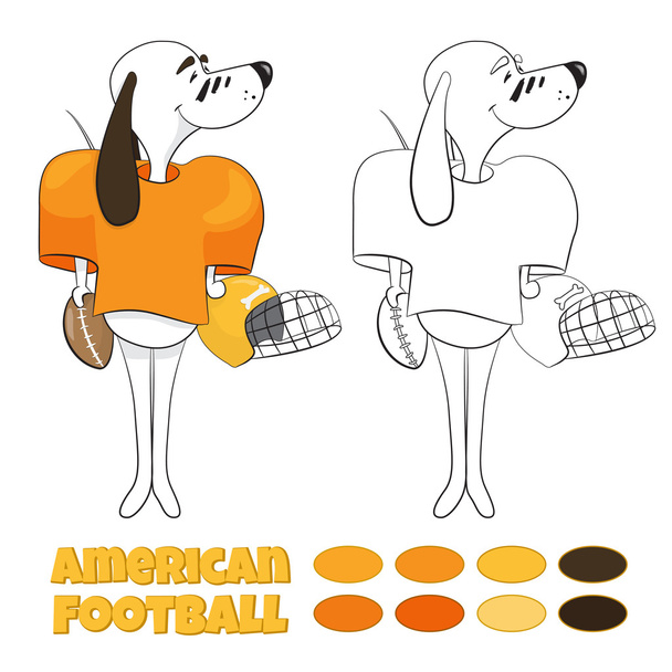 cartoon dog playing American football - Διάνυσμα, εικόνα