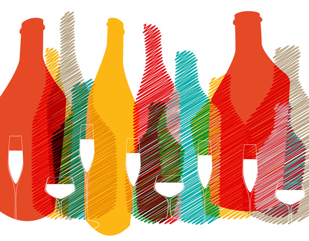 Alcoholic Bottles Background Vector - Vector, imagen