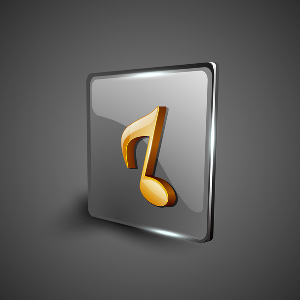 Glossy web 2.0 music icon with musical note. EPS 10. - Vector, Imagen