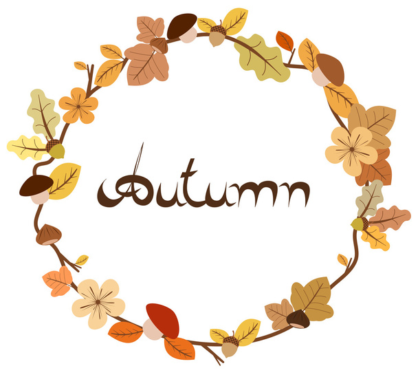 cute autumn fall wreath vector background illustration - Vector, afbeelding