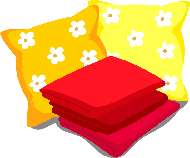 Pillows, sheets, blankets. - Vector, Image