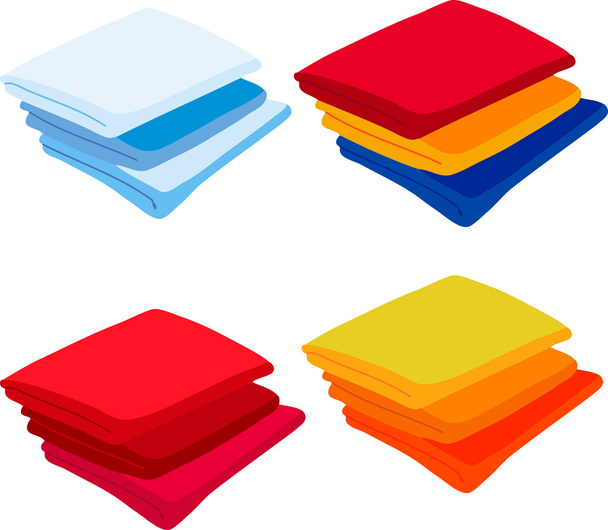 Set de toallas de colores sobre fondo blanco
 - Vector, Imagen