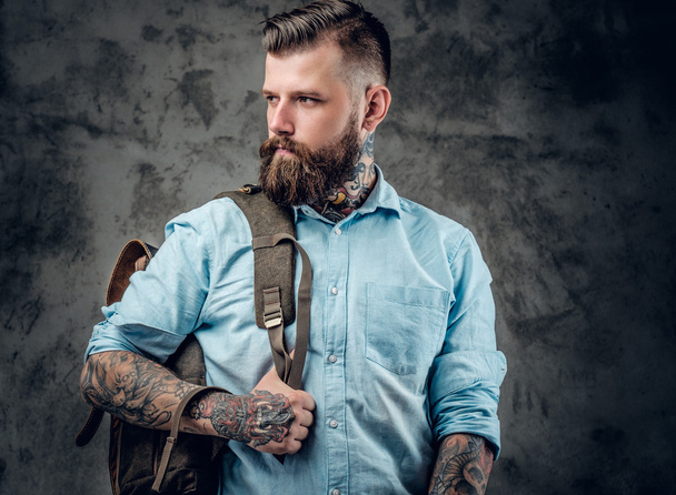 Tattooed backpacker posing  - Photo, Image