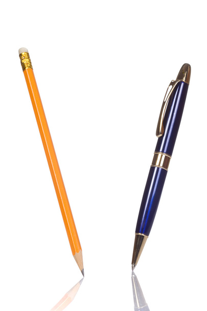 Isolated pencil and pen - Fotoğraf, Görsel