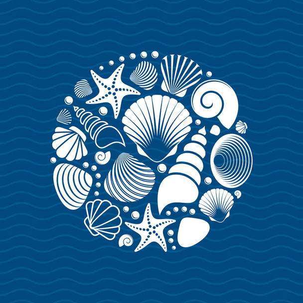 Vector blanco conchas marinas de verano
 - Vector, imagen
