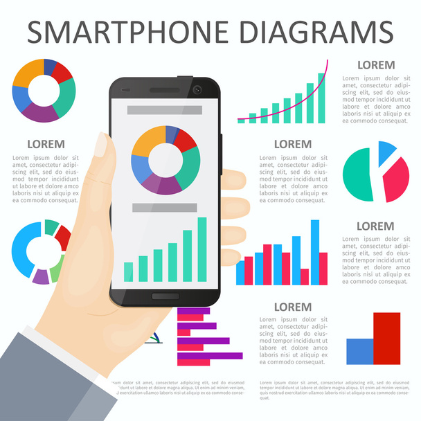 Smartphone in hand. Flat design - Vector, Image